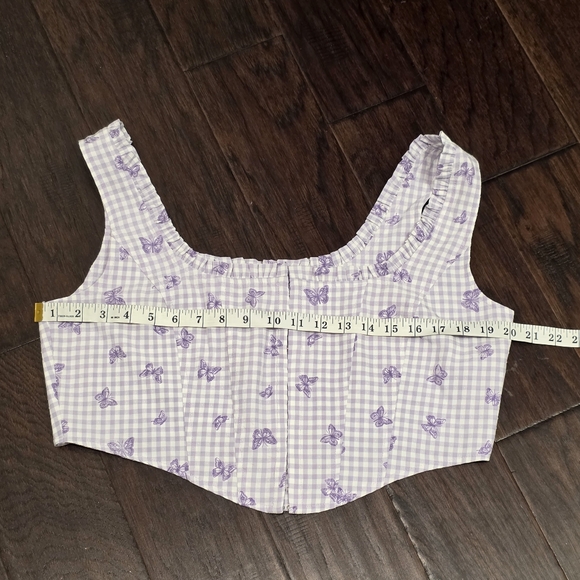 ELODIE Butterfly Gingham Corset Cropped Purple Top XL 🚢 - Picture 7 of 11